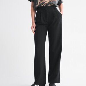 ABERCROMBIE & FITCH Sloane tailored wide leg pants in black (4R/27)